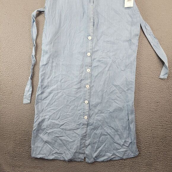 Time And Tru Maxi Dress Womens Extra Small Blue Sleeveless Chambray Button Front - Picture 5 of 10